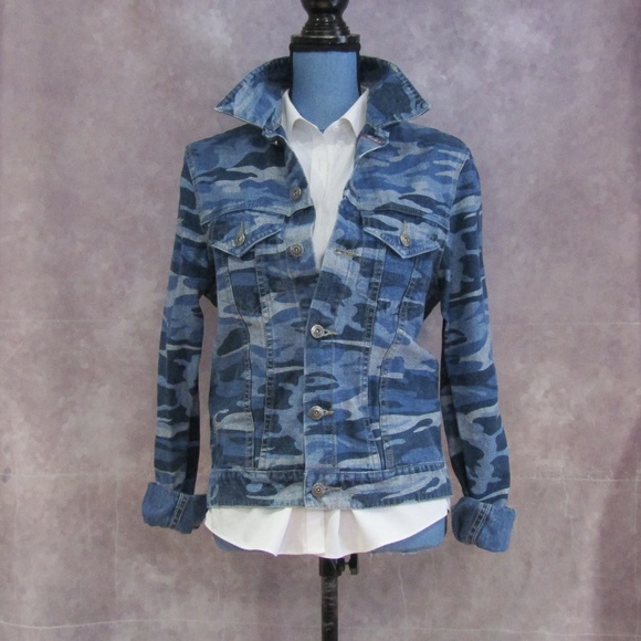 Vintage Retro Blue Camo Denim Jean 